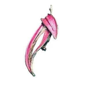 Pink Ribbon Metal Brooch Pin Vintage